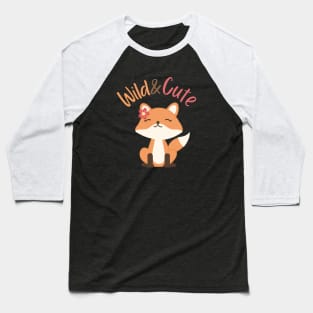 Wild And Cute Fox, Cute Girly Design Baseball T-Shirt